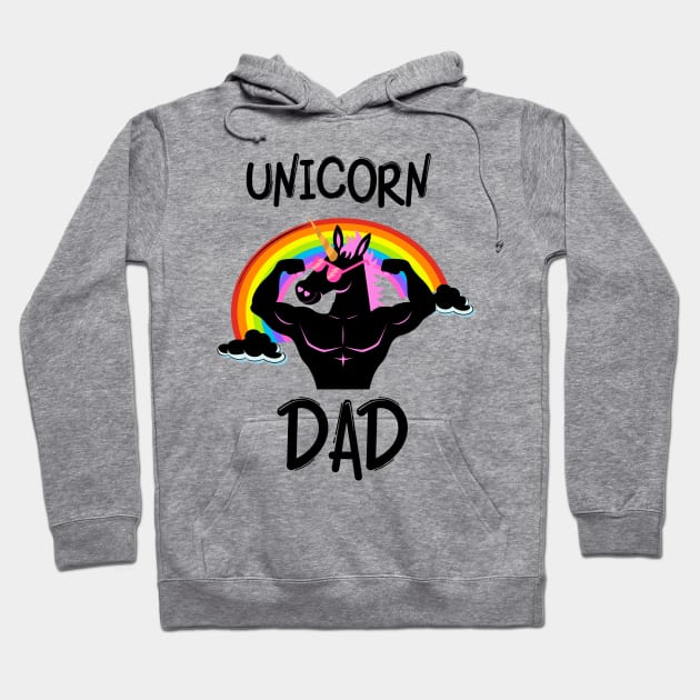 Rainbow And Unicorn Dad Funny Gifts Hoodie by macshoptee